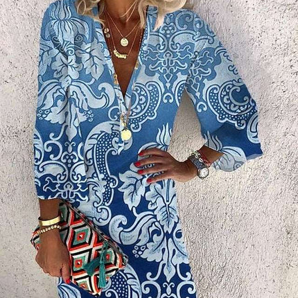 Breezy Blue Long Sleeve Mini Dress