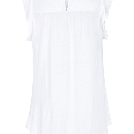 Keyhole Back Ruffled Sleeveless Top