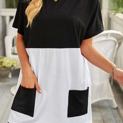 Colorblock Pocketed Mini Dress
