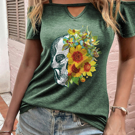 Strappy Off-the-shoulder Short Sleeve Top