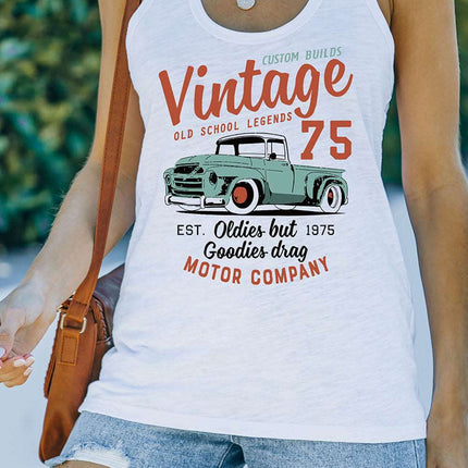 Casual Letter Print MOTORCYCLE Graphic Tank Top