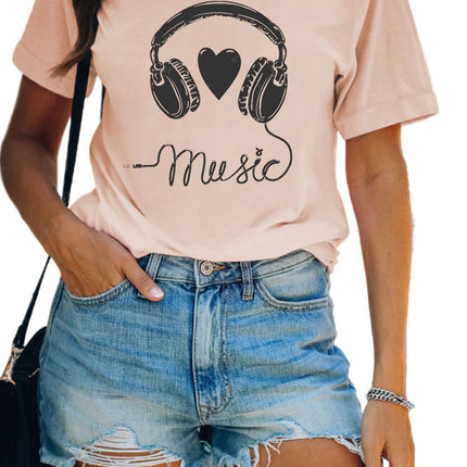 Tie Dyed Gesture Letter Print Short Sleeve T Shirt