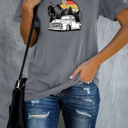 Casual Pick Up Truck Print Graphic Tee