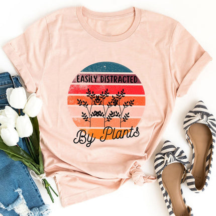 Letters Printed Short Sleeve Graphic T Shirt