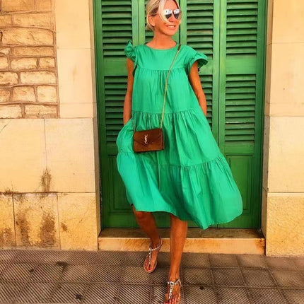 Green Sleeveless Print Mini Dress