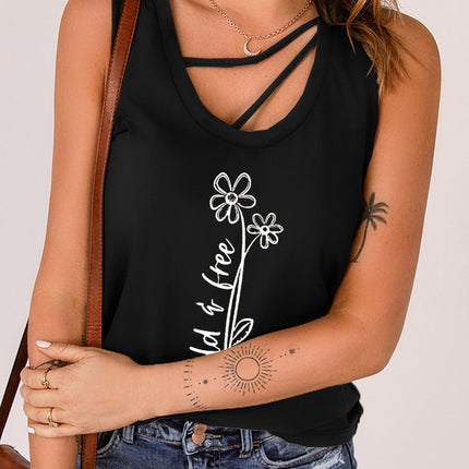 Strappy Hollow-out Neck Tank Top