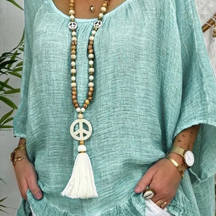 White Turquoise Round Bead Necklace