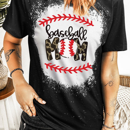 Western Pattern Leopard Letter Print Short Sleeve T-shirt