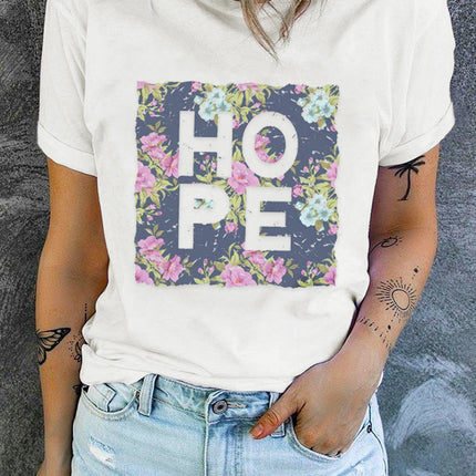 Floral Print Round Neck Short Sleeve Tunic Top