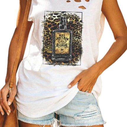 Broken Hole Detail Sleeveless Crew Neck Tank Top