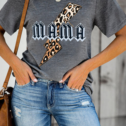 Mama Letter Leopard Print Graphic T-Shirt