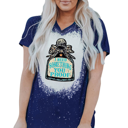 Western Pattern Leopard Letter Print Short Sleeve T-shirt