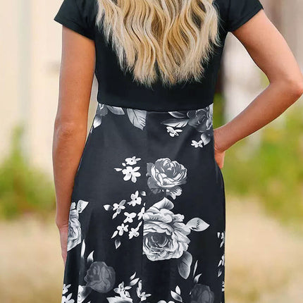 Burgundy Floral V Neck Wrap Mini Dress