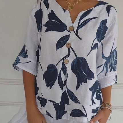 Printed V-neck Tunic Top