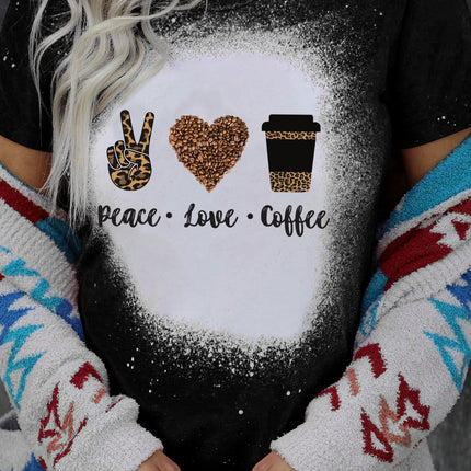 Western Pattern Leopard Letter Print Short Sleeve T-shirt