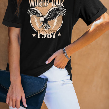 Western Horse Letter Print Graphic T-shirt