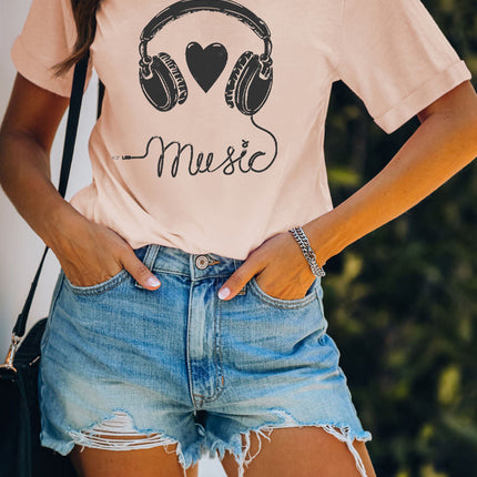 Tie Dyed Gesture Letter Print Short Sleeve T Shirt