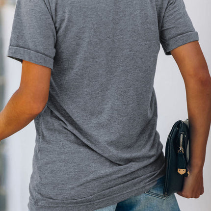 Floral Print Round Neck Short Sleeve Tunic Top