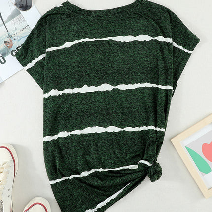 Gradient Color Short Sleeve T-Shirt with Pocket