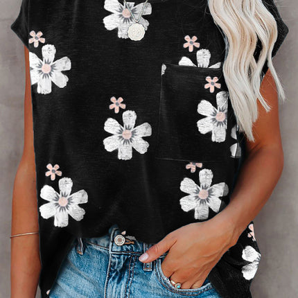 Gradient Color Short Sleeve T-Shirt with Pocket