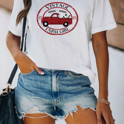 Casual Pick Up Truck Print Graphic Tee