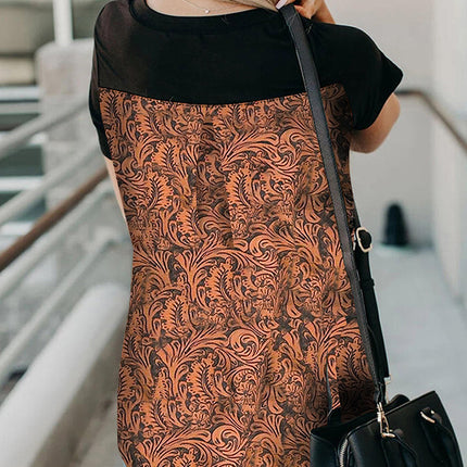 Wihte Leopard Printed Splicing T-Shirt