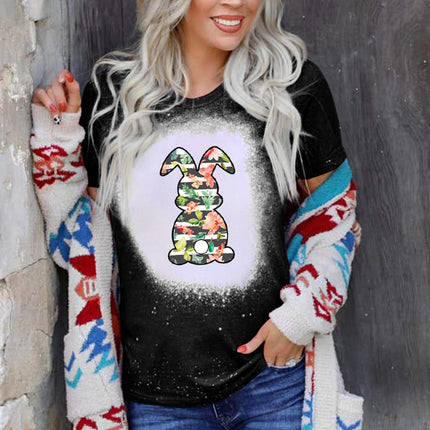 Western Pattern Leopard Letter Print Short Sleeve T-shirt