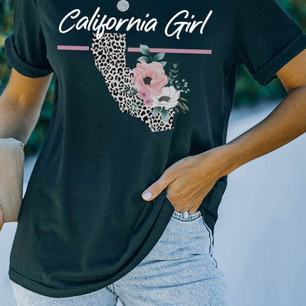 Letters Printed Short Sleeve Graphic T Shirt