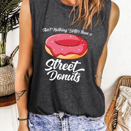 Valentine Heart Print Loose Crew Neck Tank Top