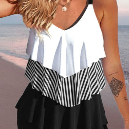 Comfy Sleeveless Color Block Swimwear