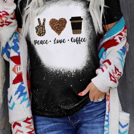 Western Pattern Leopard Letter Print Short Sleeve T-shirt