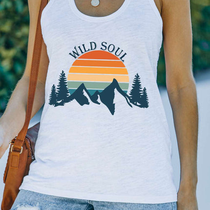 Casual Letter Print MOTORCYCLE Graphic Tank Top