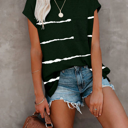 Gradient Color Short Sleeve T-Shirt with Pocket