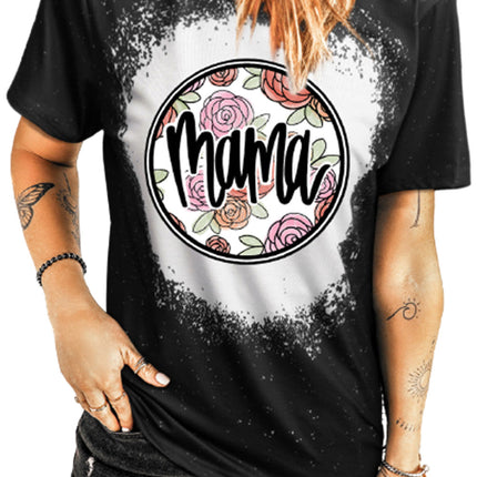 Western Pattern Leopard Letter Print Short Sleeve T-shirt