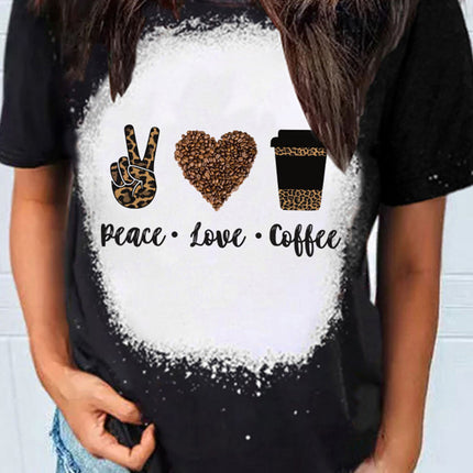 Western Pattern Leopard Letter Print Short Sleeve T-shirt