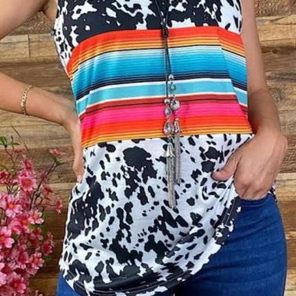 Multicolor Cow Serape Tank Top