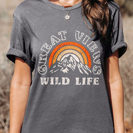 Letters Printed Short Sleeve Graphic T Shirt