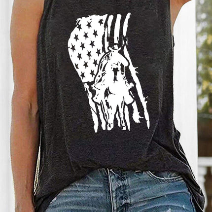 Valentine Heart Print Loose Crew Neck Tank Top