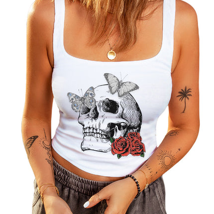 Ribbed Knit Skinny Square Neck Tank Top