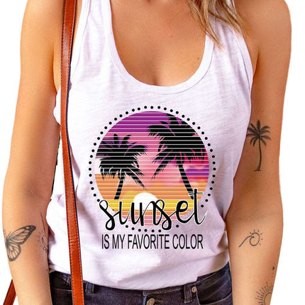 Casual Letter Print MOTORCYCLE Graphic Tank Top