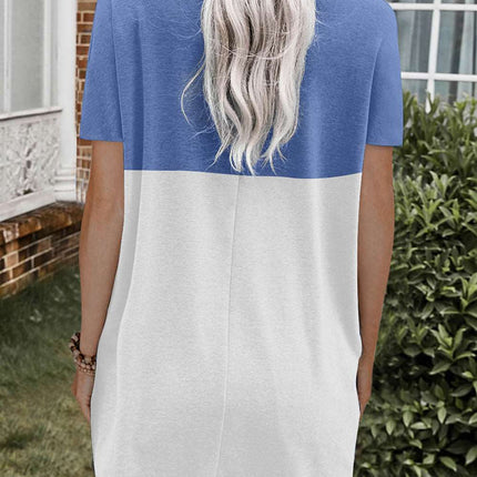 Colorblock Pocketed Mini Dress