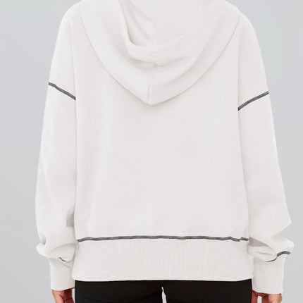 Half Zip Hooded Long Sleeve Cropped Pullover