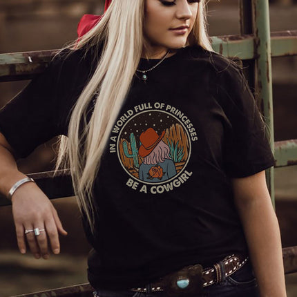 Letters Printed Short Sleeve Graphic T Shirt