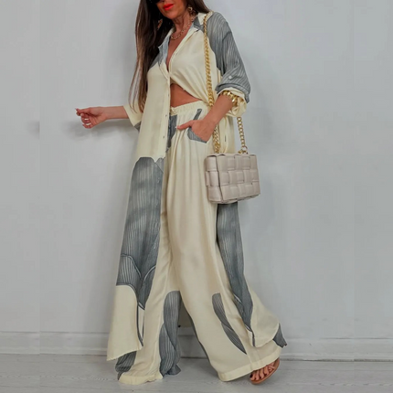 Colorblock Loose Fashionable Casual Two-piece suit