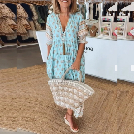 Elegant V-Neck Floral Dress