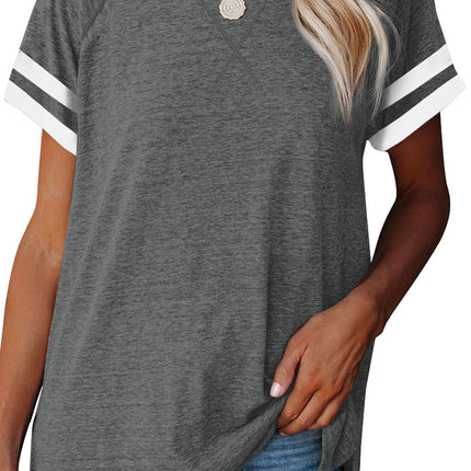 Plain Colorblock Raglan Sleeve T-shirt