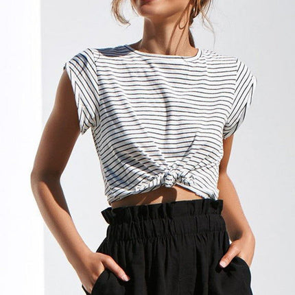 Striped Crop Top with Tie up