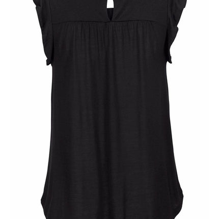 Keyhole Back Ruffled Sleeveless Top