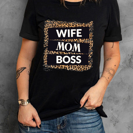 Mama Letter Leopard Print Graphic T-Shirt
