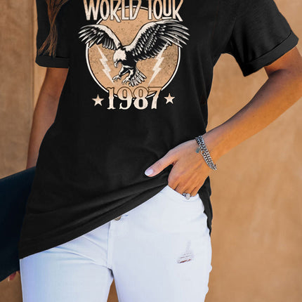Western Horse Letter Print Graphic T-shirt